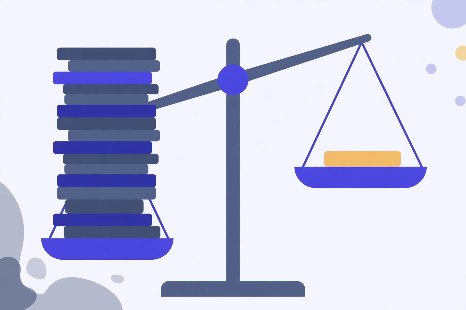 Illustration of a balance scale weighing a tall stack of books against a single small book, showing that higher-credit courses weigh more